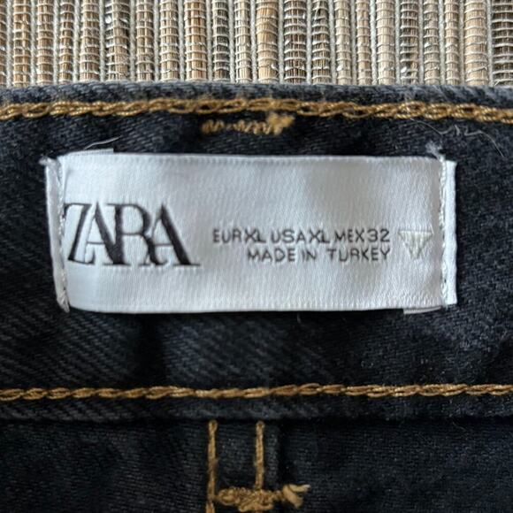 Y2K ZARA | Black Denim Front Slit Midi Skirt Size XL - Picture 3 of 4